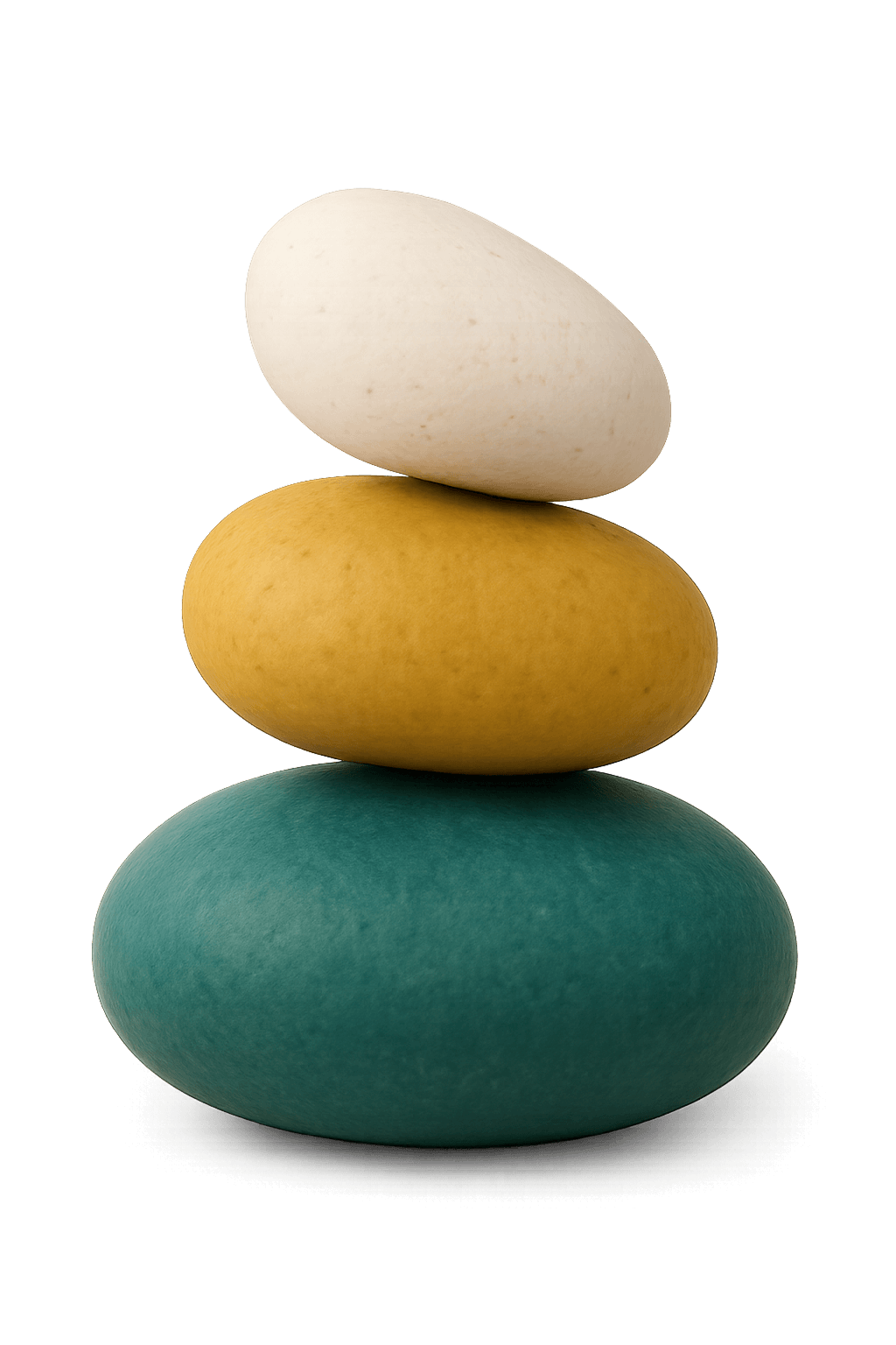 Three balanced stones — self-care, self-growth, self-harmony